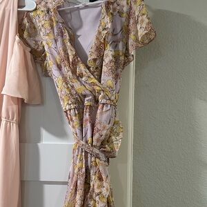 Floral Wrap Dress with Ruffle Sleeves